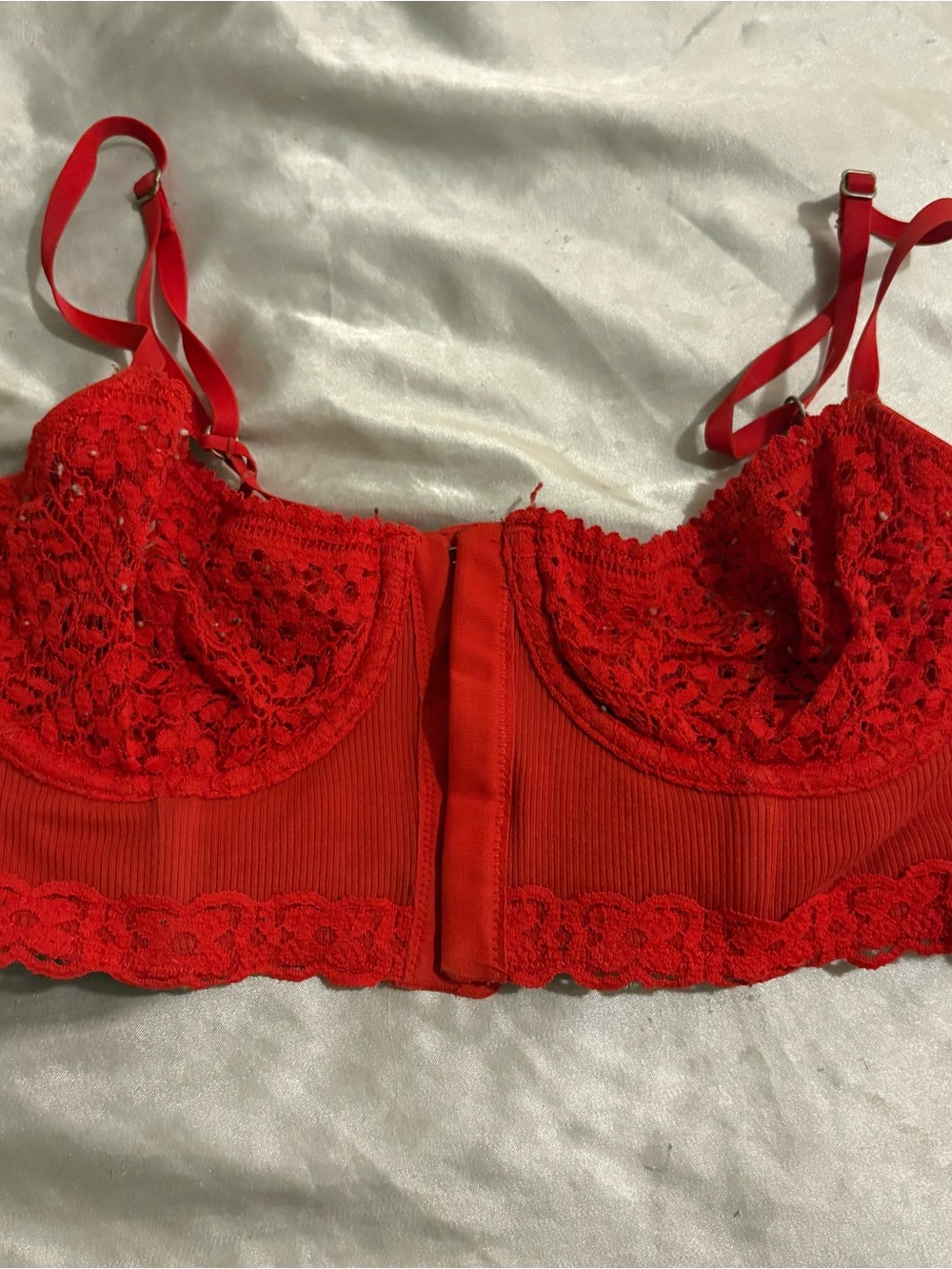 aerie Red Lace Longline Bralette
